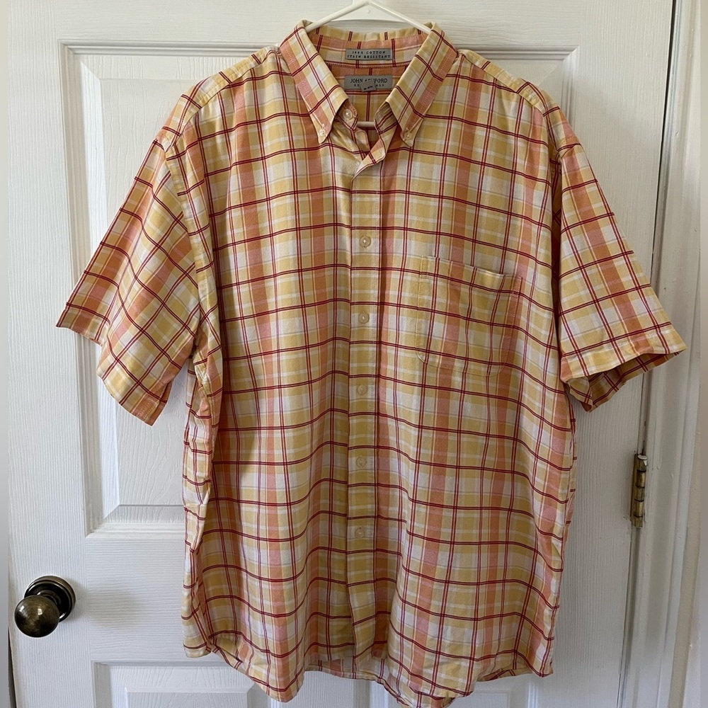 John Ashford Yellow and Red Plaid Button Up Shirt